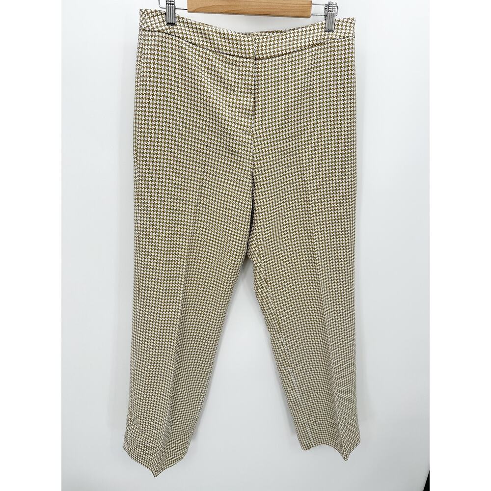 Blacker by Stanley Blacker Women 10 Mustard Yellow White Houndstooth Pants BI6